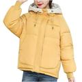 Women s Heavyweight Long-Sleeve Hooded Cotton Padded Coat Winter Warm Windproof Short Hoodies Jackets Outerwear