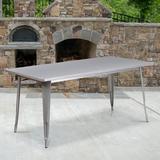 Emma + Oliver Commercial Grade 31.5 x 63 Rectangular Silver Metal Indoor-Outdoor Table