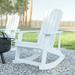 Emma + Oliver Classic All-Weather Poly Resin Rocking Adirondack Chair in White with Stainless Steel Hardware for Year Round Use