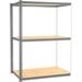 Global Industrial 96 x 60 x 24 in. High Capacity 3 Levels Add-On Rack with Wood Deck Gray