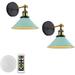 FSLiving 2-Lights 100 Lumens Led Remote Control Battery Run Cordless Lamp Macaron Blue Wall Sconce Light Fixture for Bedroom Bathroom Wall Decor- Easy Installation Dimmable Battery Not Included