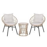 Flash Furniture Devon 3-Piece Rattan Bistro Chairs and Side Table Tan/Light Gray