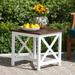 Cassandra Square Outdoor Farmhouse Cottage Dark Oak Acacia Wood End Table with White Frame