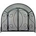 SINGLE PANEL BLACK WROUGHT IRON ORNATE SCREEN WITH DOORS