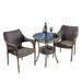 Noble House Mirage 3 Piece Outdoor Bistro Set in Brown