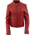 Xelement B91066 Women s â€˜Keeperâ€™ Red Leather Scuba Style Jacket with Snap Mandarin Collar Large