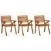 Suzicca Patio Dining Chairs with Cushions 3 pcs Solid Acacia Wood