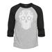 Shop4Ever Men s Day of the Dead White Skull Calavera Skeleton Raglan Baseball Shirt X-Large Heather Grey/Black