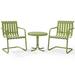 Afuera Living Modern 3 Piece Metal Patio Conversation Set in Oasis Green