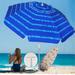 AMMSUN 6.5ft Heavy Duty Beach Umbrella with Sand Anchor & Tilt Sun Shelter & Carry Bag Tide Whisper