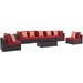 Modern Contemporary Urban Design Outdoor Patio Balcony Eight PCS Sectional Sofa Set Red Rattan