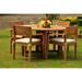 Teak Dining Set: 4 Seater 5 Pc: 48 Round Butterfly Table And 4 Montana Stacking Arm Chairs Outdoor Patio Grade-A Teak Wood WholesaleTeak #WMDSMT1