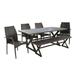 GDF Studio Tensas Outdoor Wicker and Aluminum 6 Piece Dining Set with Bench Multibrown Brown and Black