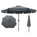 10ft Patio Umbrella Outdoor Garden Umbrellas with Crank & Push Button Tilt Market Round Umbrella with 1.49 Steel Pole & 8 Steel Ribs for Garden Backyard Pool Shade Outside Dark Grey