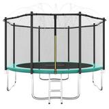 ACWARM HOME 12 FT Trampoline for Kids Trampoline with Sprinkler and Safety Enclosure Net Backyard Trampoline with Ladder Outdoor Recreational Trampoline