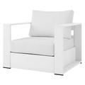 Lounge Chair Armchair White Aluminum Metal Fabric Modern Contemporary Outdoor Patio Balcony Cafe Bistro Garden Furniture Hotel Hospitality
