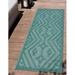 Well Woven Sila Mali Modern Moroccan Teal 2 3 x 7 3 Runner Indoor/Outdoor Rug