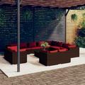 vidaXL 13 Piece Patio Lounge Set with Cushions Brown Poly Rattan