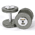 5 - 75 lb. Pro Style Gray Cast Iron Round Dumbbell Set w/ Straight Handle & Chrome Caps (Commercial Gym Quality) by Troy Barbell