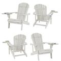 W Unlimited Earth Patio Adirondack Chair with Cup Holder in White (Set of 4)