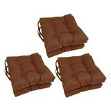 Blazing Needles 16 in. Spun Polyester Solid Outdoor Square Tufted Chair Cushions Mocha - Set of 6