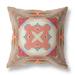 HomeRoots 411732 26 in. Peach & Green Geo Tribal Indoor & Outdoor Throw Pillow Multi Color