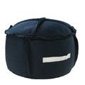 LR Home Small Solid Indoor/Outdoor Round Pouf Navy/White 20 x 20 x 12