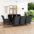 ametoys 9 Piece Patio Dining Set with Cushions Poly Rattan Dark Gray