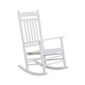 BplusZ Patio Rocking Chair for Indoor Outdoor Use - Wooden Furniture Adults Rocker for Porch Balcony Backyard and Garden White