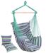 Hammock Chair Cotton Canvas Hanging Rope Swing with 2 Pillows Green