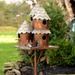 Zaer Ltd. Large Copper-Colored Multi-Birdhouse Stakes Room for 4 Bird Families in Each