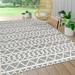 Aylan High-Low Pile Knotted Trellis Geometric Black/Ivory 5 ft. x 8 ft. Indoor/Outdoor Area Rug