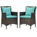 Side Dining Chair Armchair Set of 2 Rattan Wicker Brown Blue Modern Contemporary Urban Design Outdoor Patio Balcony Cafe Bistro Garden Furniture Hotel Hospitality