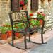 BaytoCare Artisasset Paint Brush Gold Old Outdoor Garden Single Iron Art Rocking Chair Black