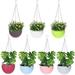 7 Pack Hanging Planter Rattan Woven Flowerpot with Drain Holes and Chain for Indoor and Outdoor 7 Colors