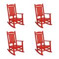 WestinTrends Malibu Outdoor Rocking Chair Set of 4 All Weather Poly Lumber Adirondack Rocker Chair with High Back 350 Lbs Support Patio Rocking Chair for Porch Deck Garden Lawn Red