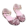 2-12T Girls Mary Jane Sequins Shoes Princess Girls Rhinestone Shoes Dress Up Party Sandals Latin Tango Dance Shoes