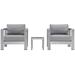 Modern Contemporary Urban Design Outdoor Patio Balcony Three PCS Sectional Sofa Set Grey Gray Aluminum