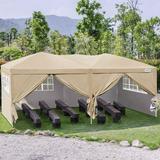 Quictent 10x20 Pop up Canopy with Sidewalls Ez up Canopy Tent for Parties Outdoor Events 6 Sand Bags Includedï¼ˆBeigeï¼‰