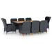 Suzicca 9 Piece Outdoor Dining Set with Cushions Poly Rattan Dark Gray
