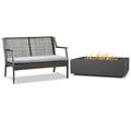 Home Square 2 Piece Set with Large Propane Fire Table Patio Loveseat in Gray