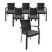 COSCO Outdoor Living Stacking Dining Chairs 6-Pack Black Wicker and Gray Cushion