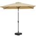 SMILE MART 6.5 x 10 FT Patio Umbrella with 18 Base Set for Outdoor Tan