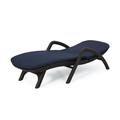 GDF Studio Ethan Outdoor Faux Wicker Adjustable Chaise Lounge with Cushion Dark Brown and Navy Blue