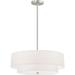 Dainolite 20 in. Everly 4 Light Incandescent 2 Tier Pendant Satin Chrome with White Shade