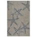 Laddha Home Designs 5 x 7 Gray and Navy Blue Starfish Rectangular Outdoor Area Throw Rug