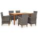 Carevas 7 Piece Dining Set Poly Rattan and Solid Acacia Wood Gray
