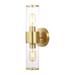 Quinn 15.5 2-Light Mid-Century Modern Iron/Acrylic LED Sconce Brass Gold/Clear