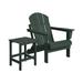 Adirondack Chair with Square Side Table Included for Outdoor Patio Garden Porch Seating Dark Green