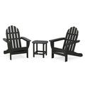 POLYWOOD Classic Adirondack 3-Piece Set with South Beach 18 Side Table in Black